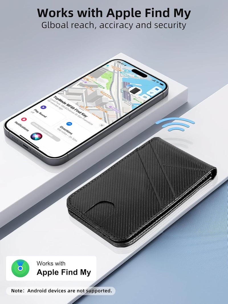 TopMade for MagSafe Wallet, Works with Apple Find My, Magnetic Wallet for iPhone 17/16/15/14/13/12 Series, for iPhone Wallet Stand with Finder Tracker, 6 Card Holder, RFID Blocking, Black Carbon Fiber - Image 2